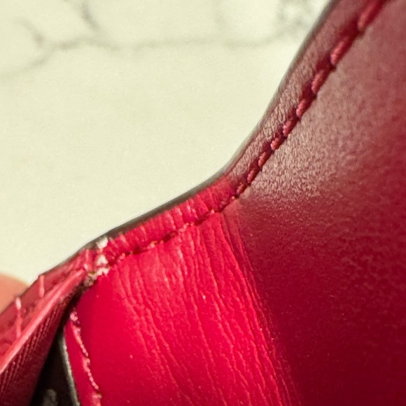 Coach Cherry Red and Gold Soft Leather Trifold - Picture 9 of 16